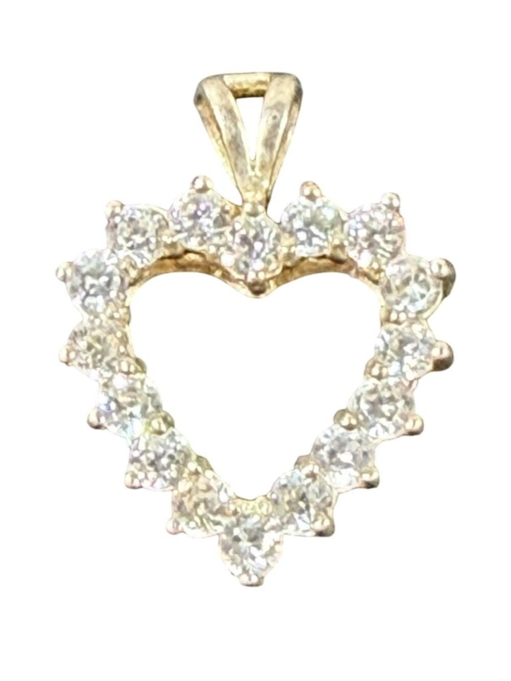 Vintage Beauty Signed 925 Silver Heart Pendant Sparkling Cubic Zirconia Stones